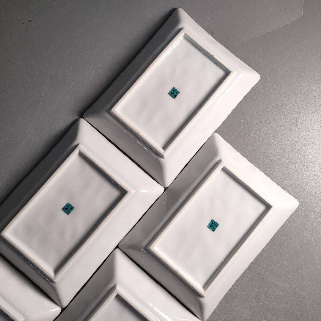 A1296-4/九谷焼/陶全 造/色絵花草文絵替皿揃5客/共箱/角皿/懐石道具/