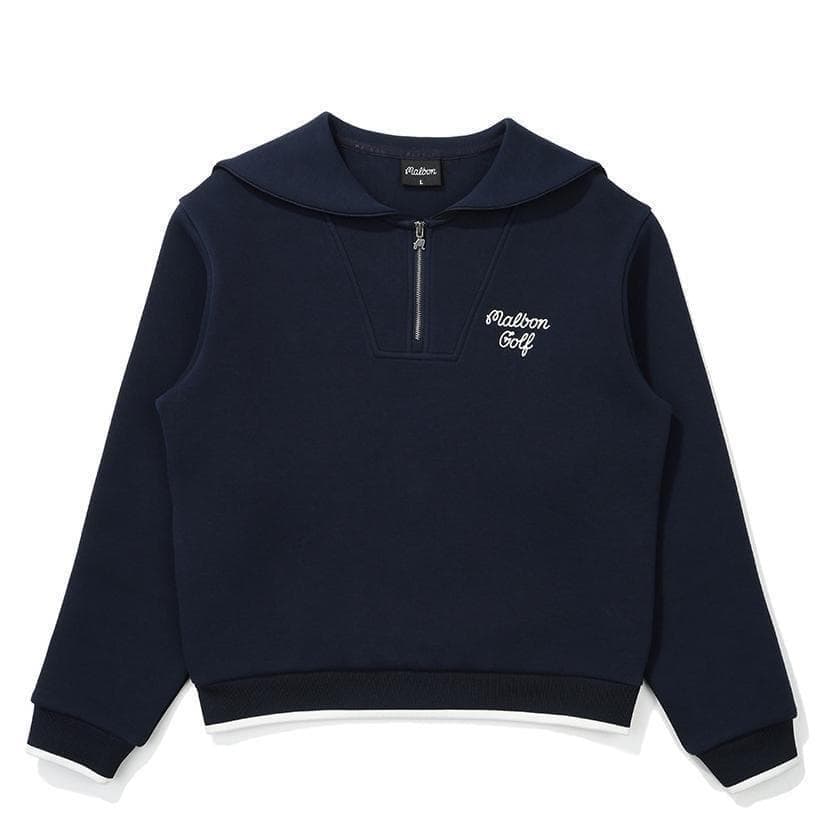 紺色M マルボンゴルフ ハーフジップ Malbon Golf アップスウェット