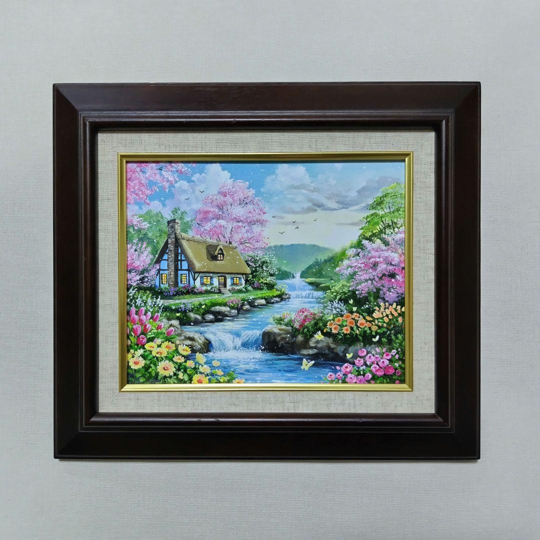【春の足音】アクリル画 F3 風景画 絵画