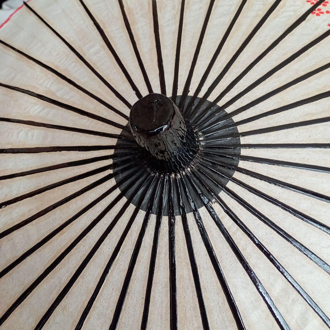 舞踊傘 赤白 花模様 直径約80cm
