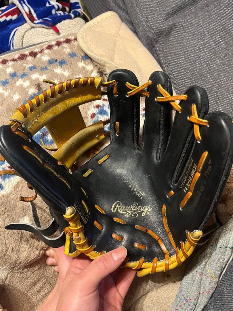 Rawlings 硬式グローブ 黒/黄色