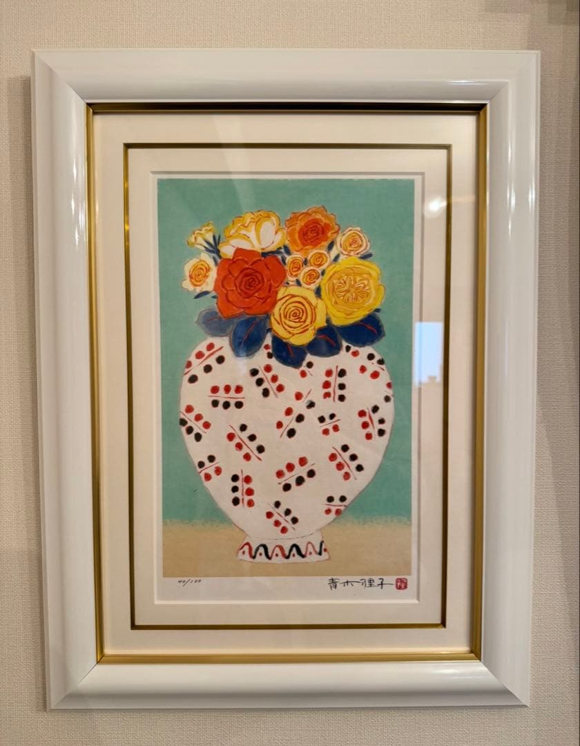 青木乃里子 「薔薇2」 ジクレー版画 絵画額装品 アート エディションナンバー