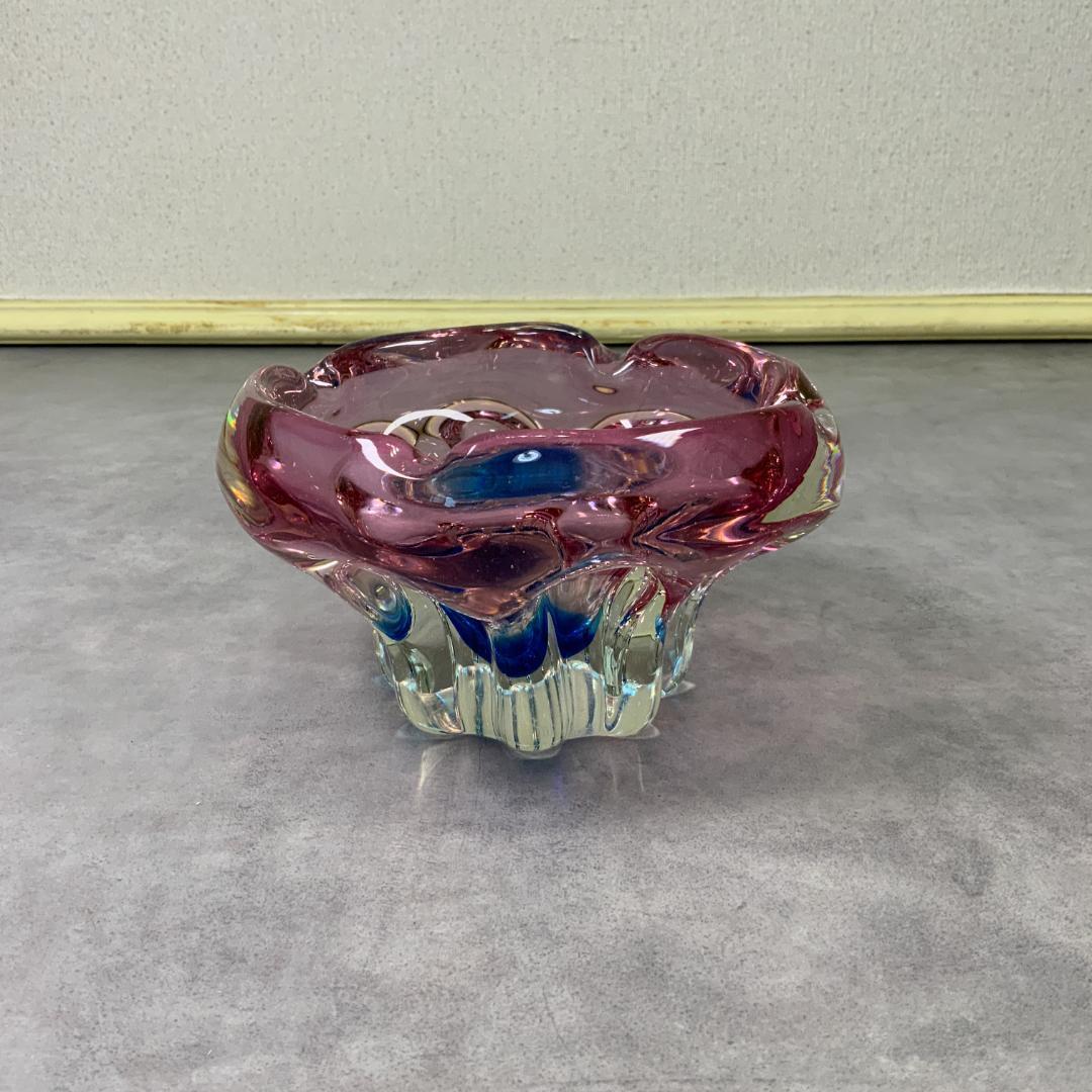 ヴィンテージ ガラス アクセサリートレイ グラデーション ピンク×青 花器 花瓶