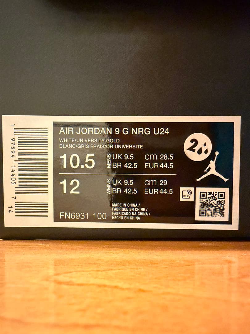 【新品】NIKE AIR JORDAN 9 G NRG U24 28.5cm