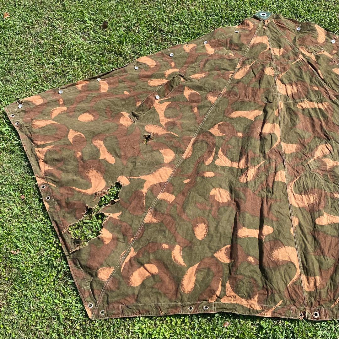 【破れ大】ハンガリー軍　軍幕　ポンチョ　１枚④　 迷彩　ハリケーンカモ
