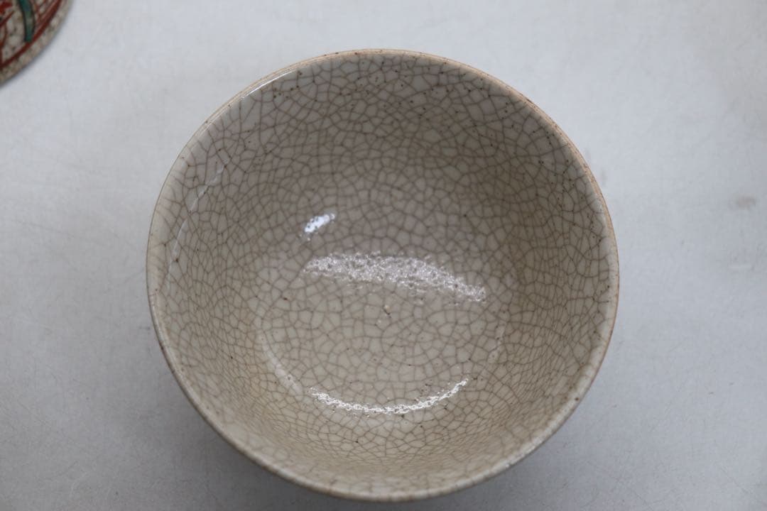 時代　犬山焼　蓋茶碗5点　呉須　送料込み260321