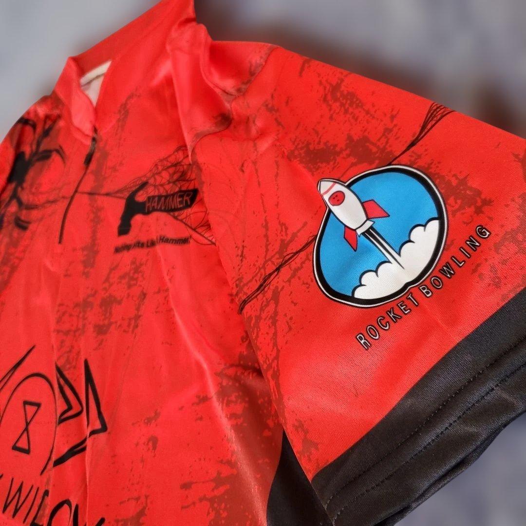 ✨新品✨ボウリングウェア　日本サイズ2XL　ブラックウィドー　ハンマー　レッド