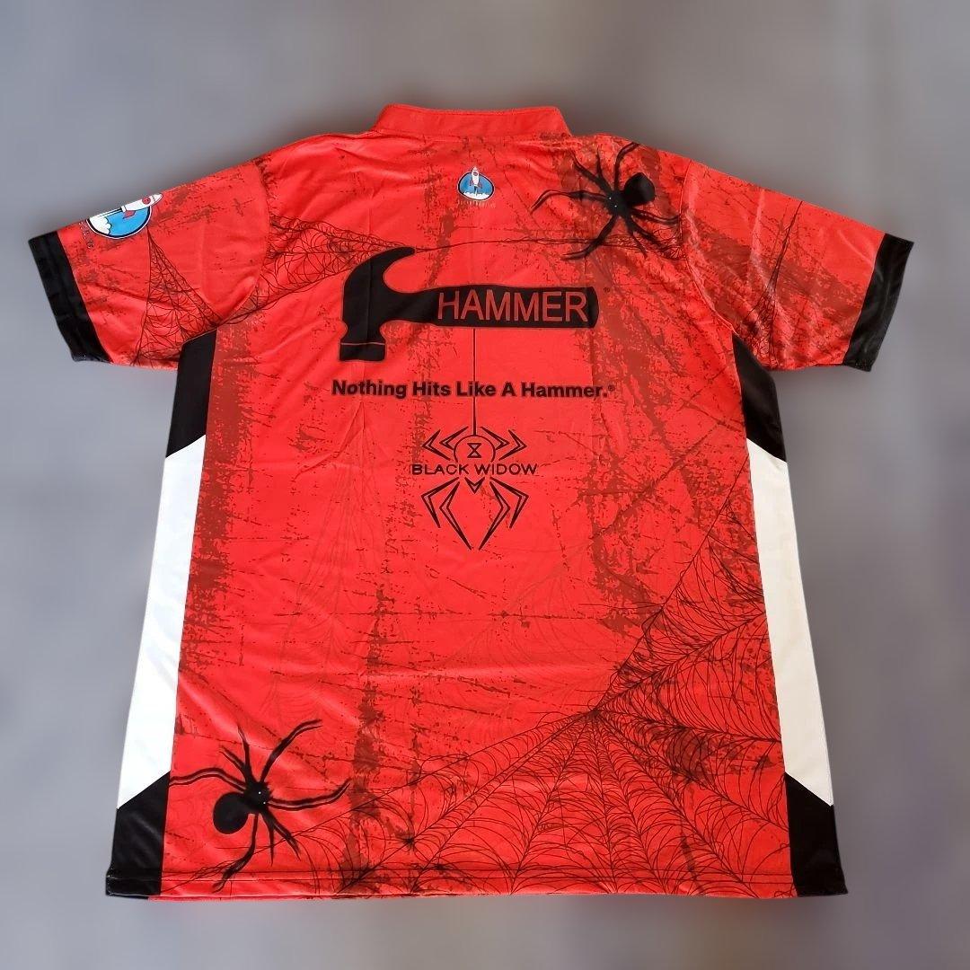 ✨新品✨ボウリングウェア　日本サイズ2XL　ブラックウィドー　ハンマー　レッド