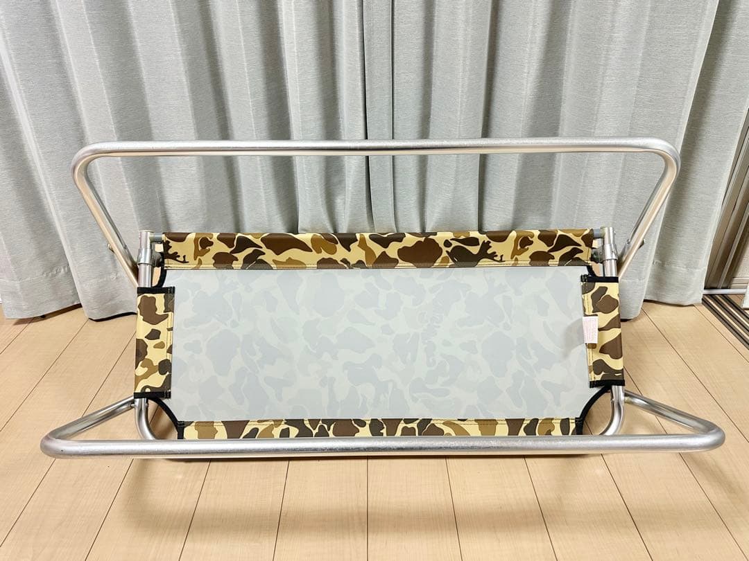 良品 キャプテンスタッグ キャンプアウト アルミ背付ベンチ カモフラージュ