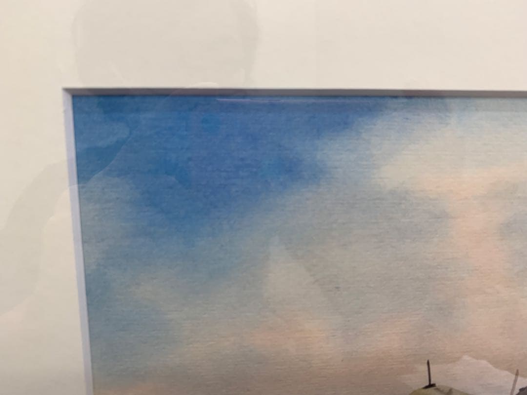 作家 T.モンゴル 水彩画 遊牧民 紙寸21×15cm　画寸18×13cm