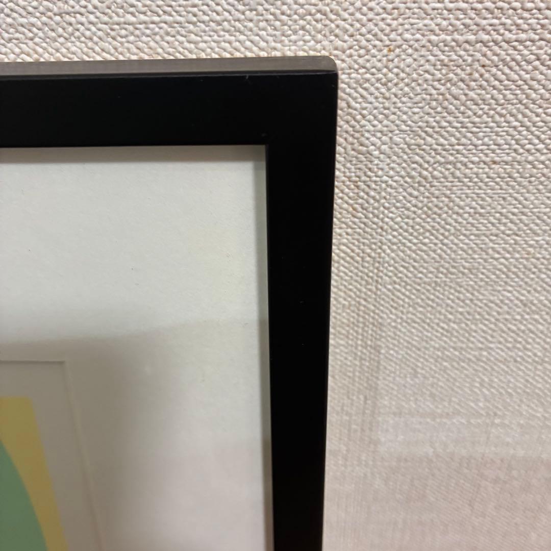 北欧風 モダン 抽象画 シルクスクリーン 70/100 サイン入り 額装 版画