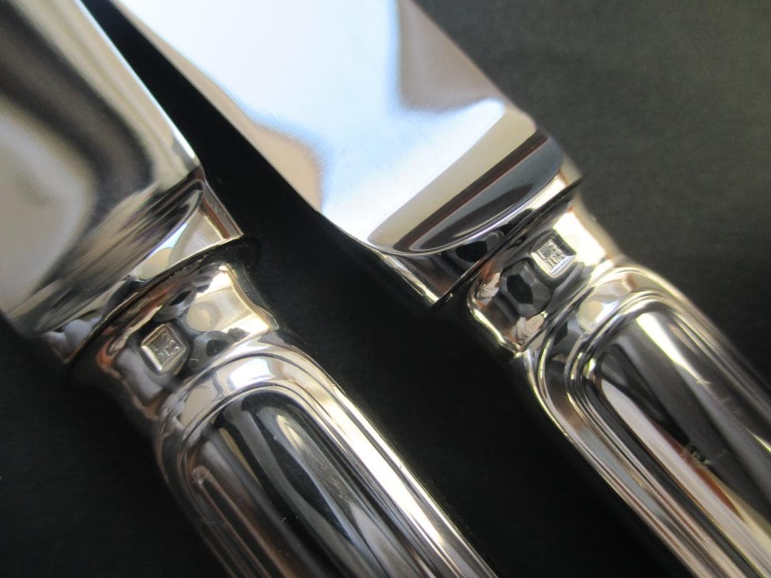 極美品☆仏蘭西高級銀器クリストフルシルバー　テーブルナイフ２本　スパトゥール