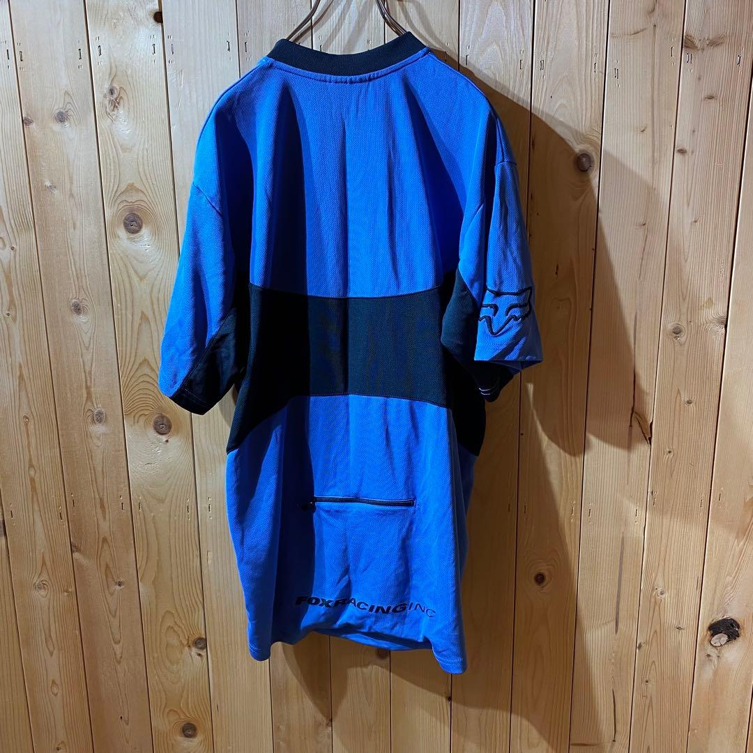 ss4972 FOX フォックス ハーフジップ Tシャツ 青 黒 L