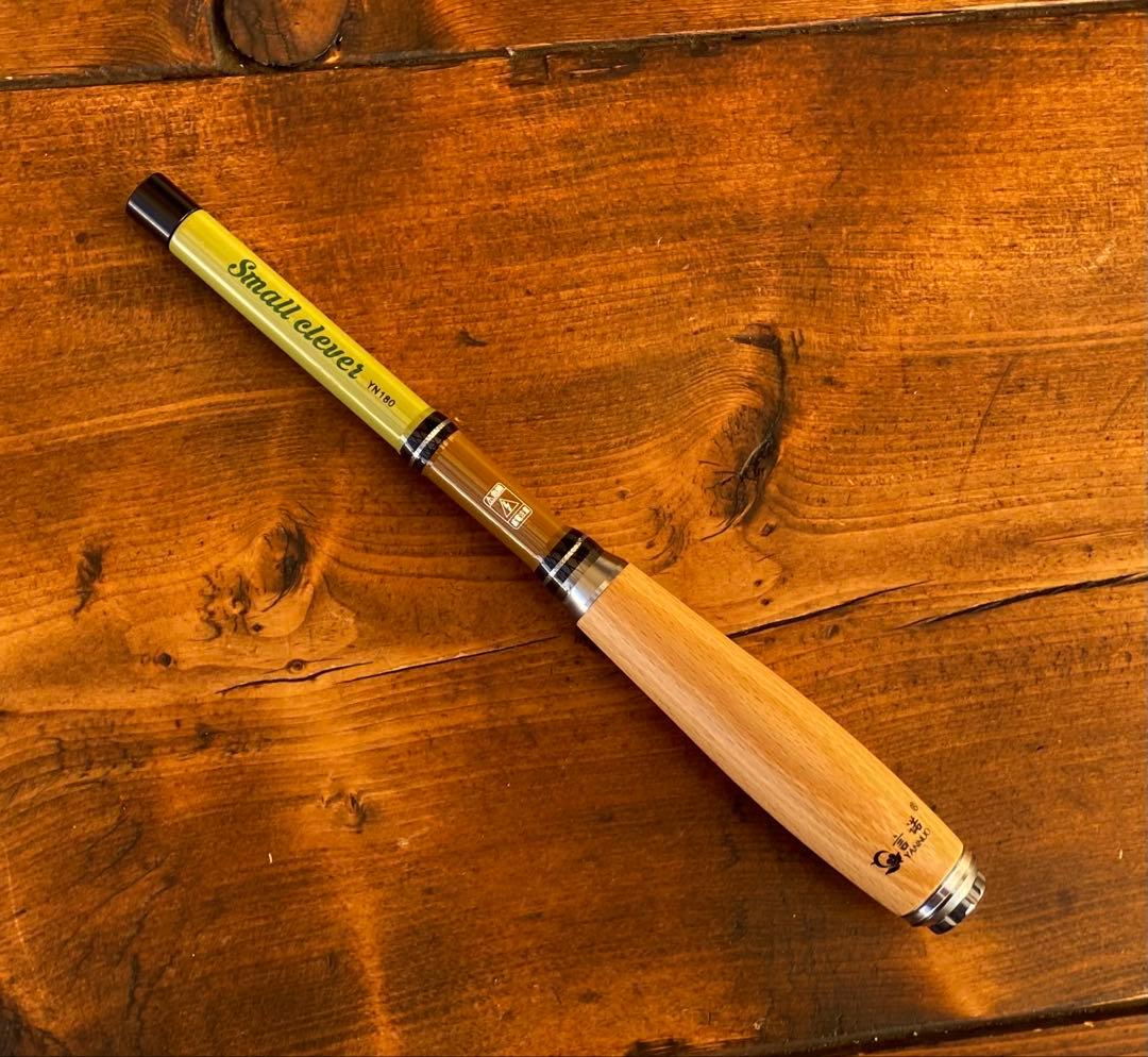 小物釣り竿　タナゴ竿　カーキ×ブラウン　180cm ウッドグリップ　振り出し竿