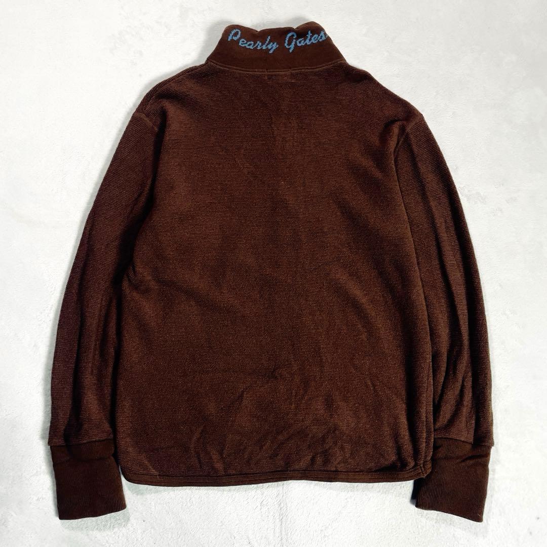 パーリーゲイツ ウール ハーフジップ ニット セーター 6(XL) ブラウン