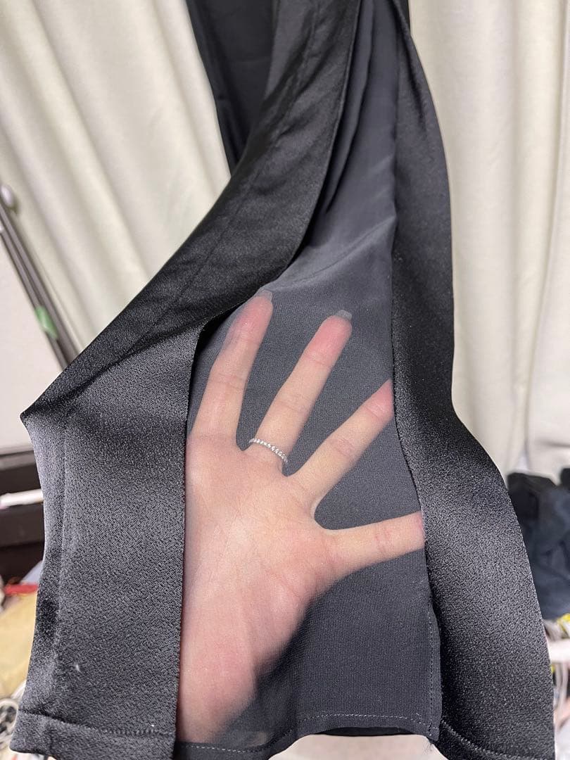 Charcot 黒ワイドパンツ シフォンスリット入 Mサイ社交ダンス