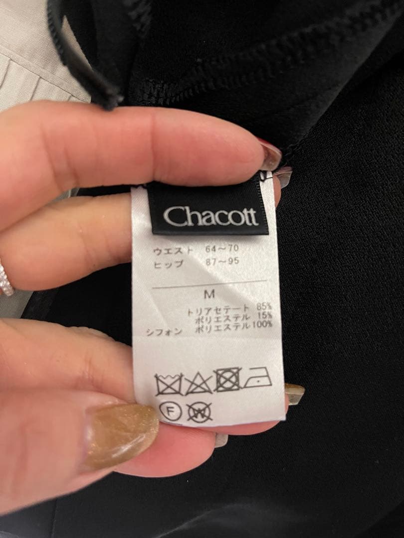 Charcot 黒ワイドパンツ シフォンスリット入 Mサイ社交ダンス