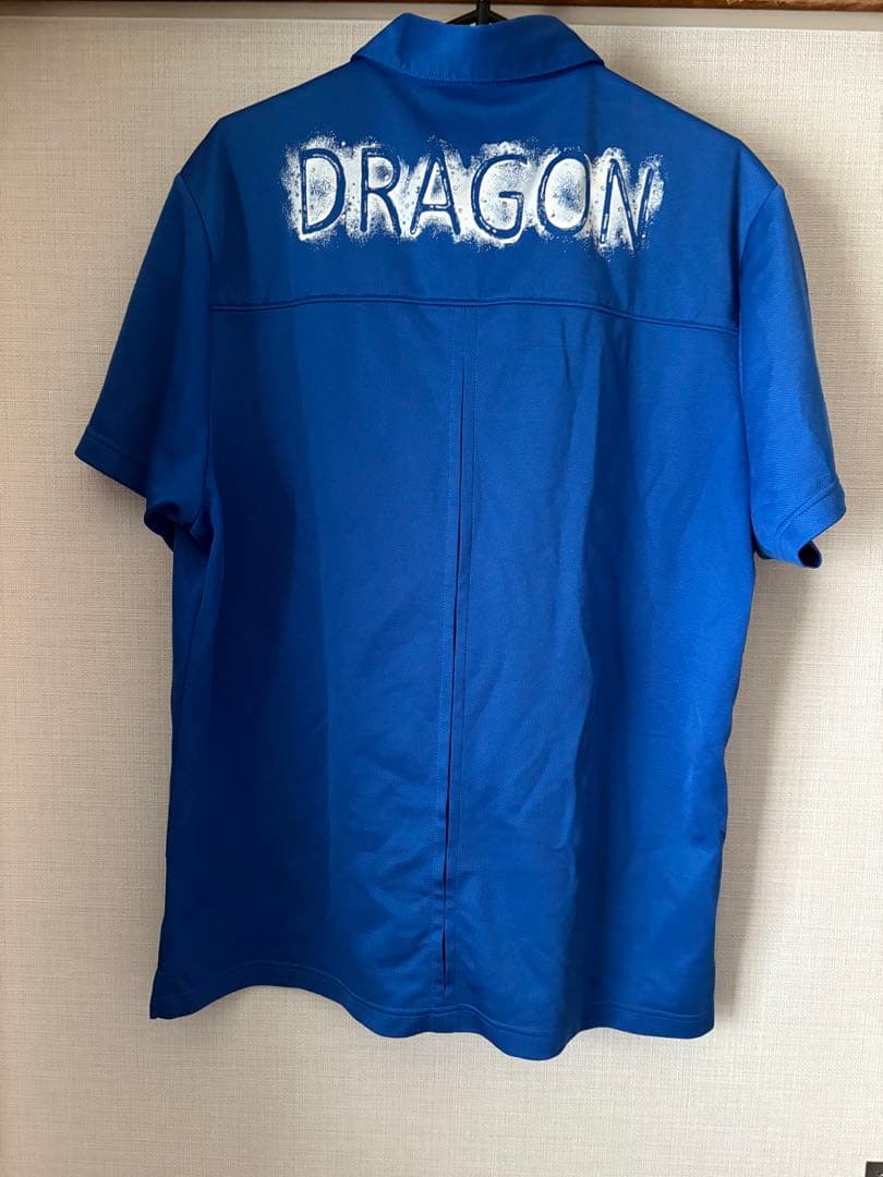 青いポロシャツ DRAGON刺繍 サイズ4