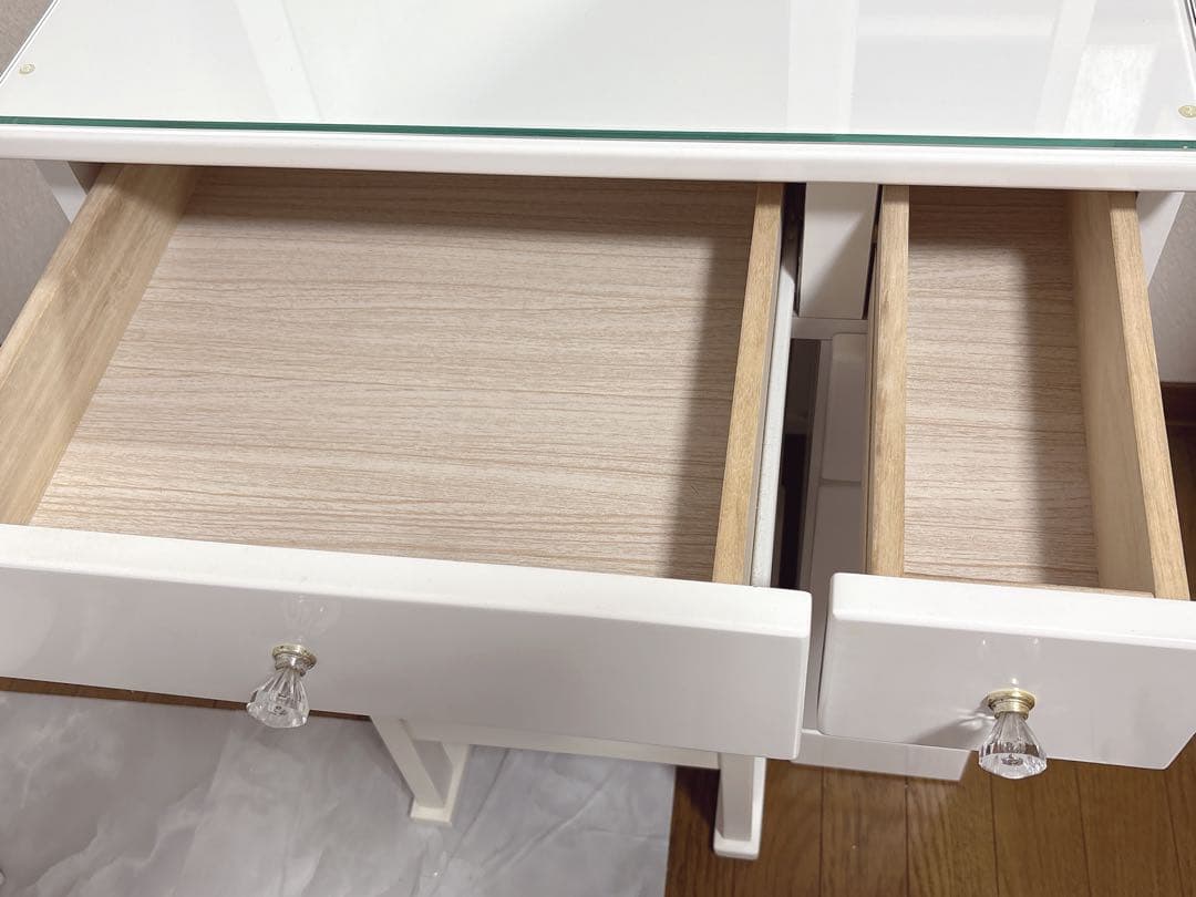 ドレッサー 幅60cm 楽天１位 白 ホワイト クリスタル取手　送料込み