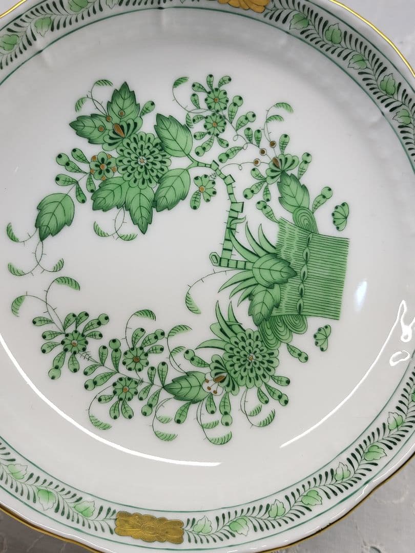 未使用✨ヘレンド インドの華 小皿 フルーツボウル✨グリーン 花 金彩キラキラ