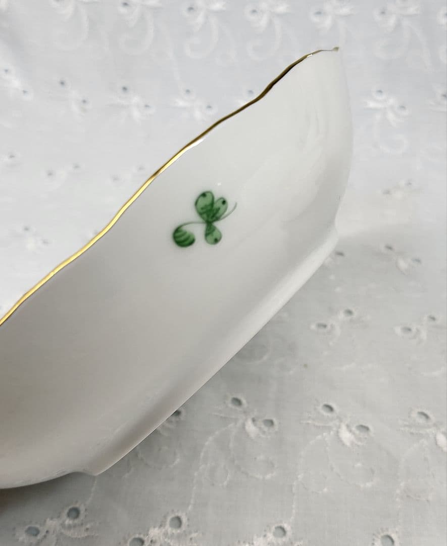 未使用✨ヘレンド インドの華 小皿 フルーツボウル✨グリーン 花 金彩キラキラ