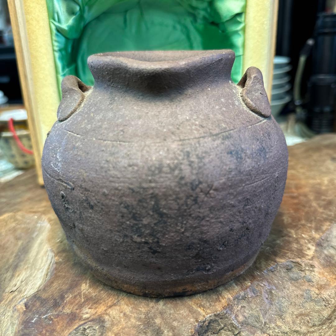 古越前 お歯黒壺 蹲 室町 桃山 小壺 茶花 花入 茶席 骨董 古美術