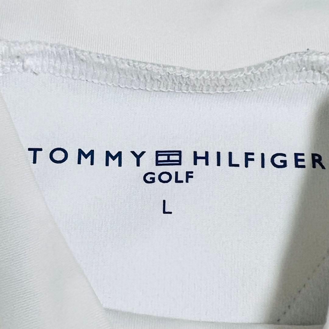 トミーヒルフィガーゴルフ　長袖モックネックシャツ　ストレッチ　美品　L ホワイト