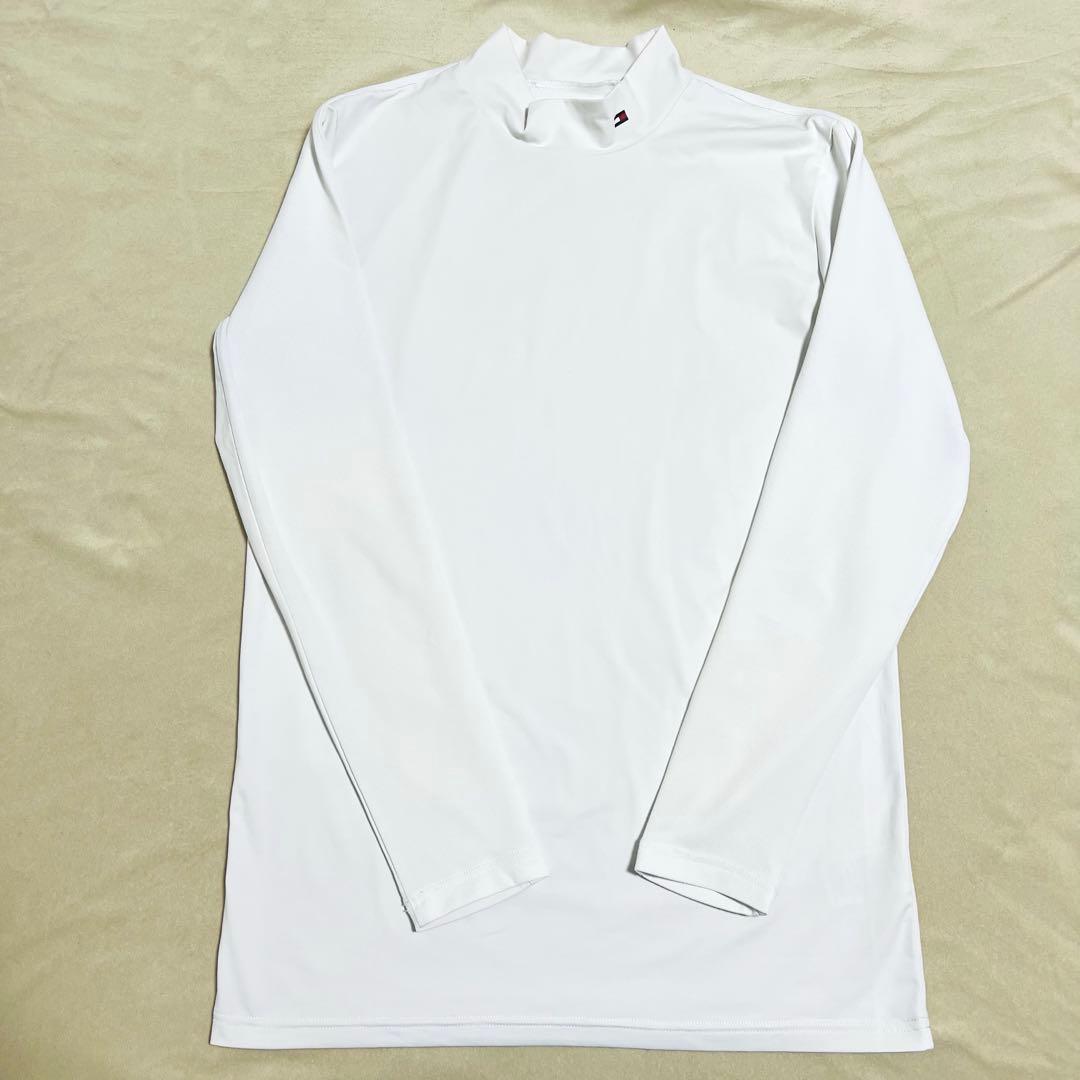 トミーヒルフィガーゴルフ　長袖モックネックシャツ　ストレッチ　美品　L ホワイト