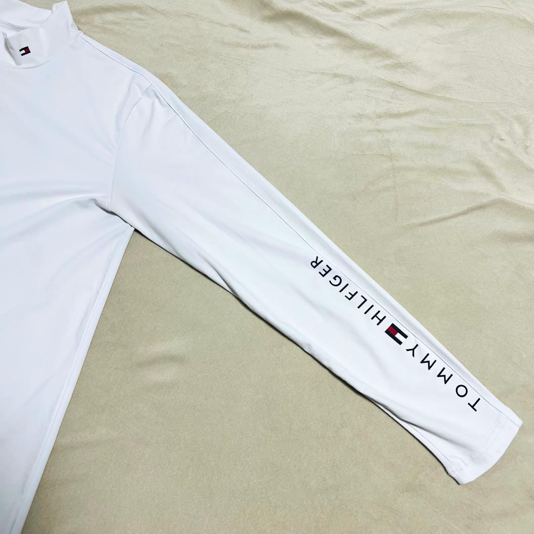 トミーヒルフィガーゴルフ　長袖モックネックシャツ　ストレッチ　美品　L ホワイト