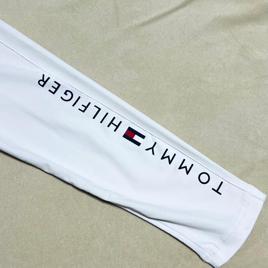トミーヒルフィガーゴルフ　長袖モックネックシャツ　ストレッチ　美品　L ホワイト