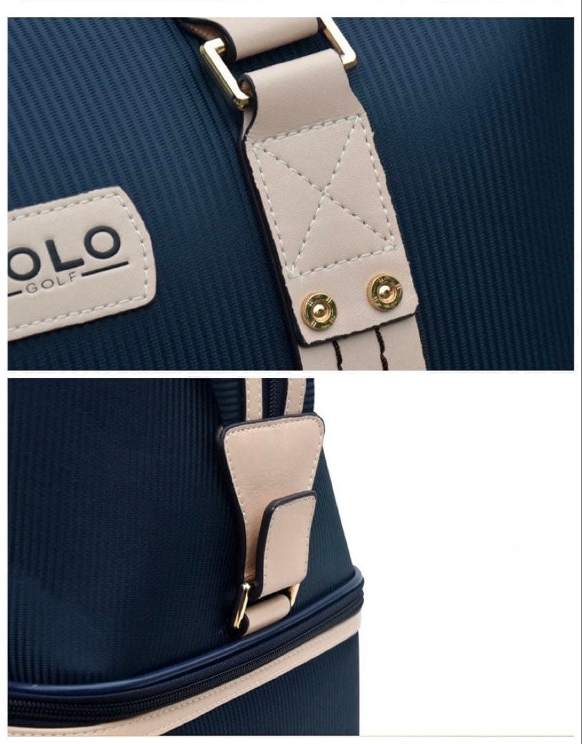 POLOゴルフバッグ、ボストンバッグ スポーツ シューズ収納付き 防水 ネイビー