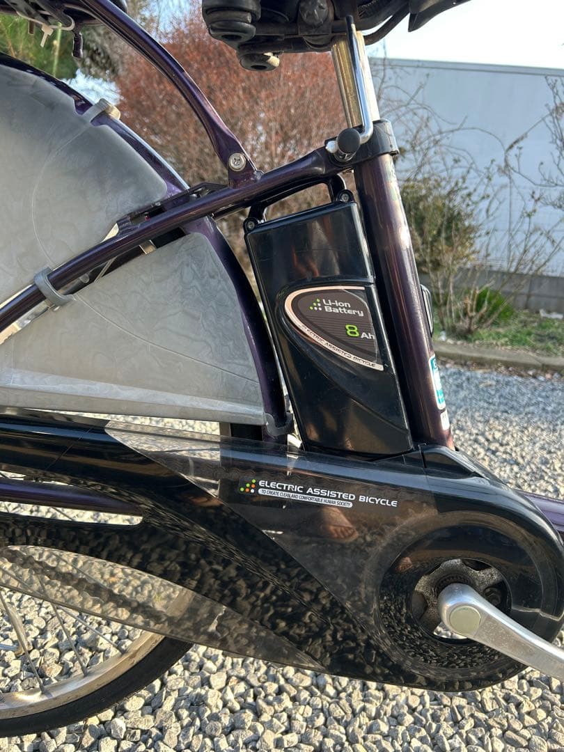 中古 自転車 激安 電動アシスト パナソニック 26インチ 内装3段 紫色