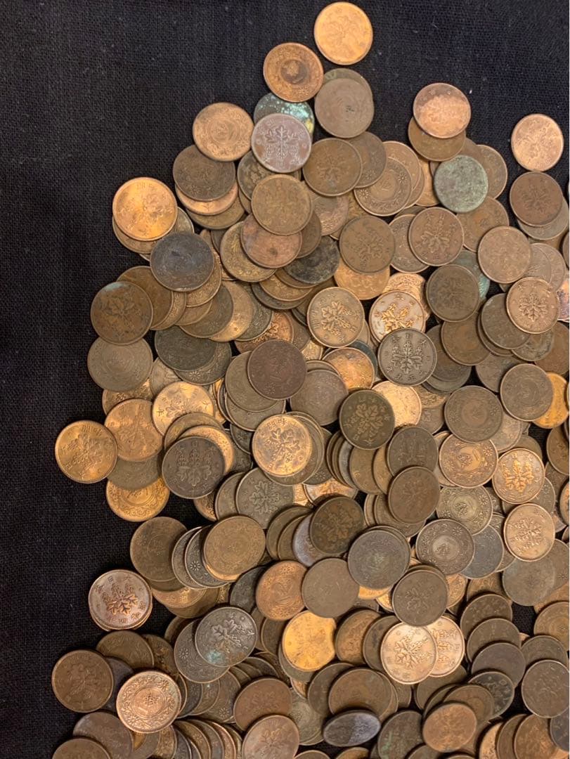 近代貨幣　2銭銅貨　竜1銭銅貨　稲1銭青銅貨　桐1銭青銅貨　カラス1銭青銅貨