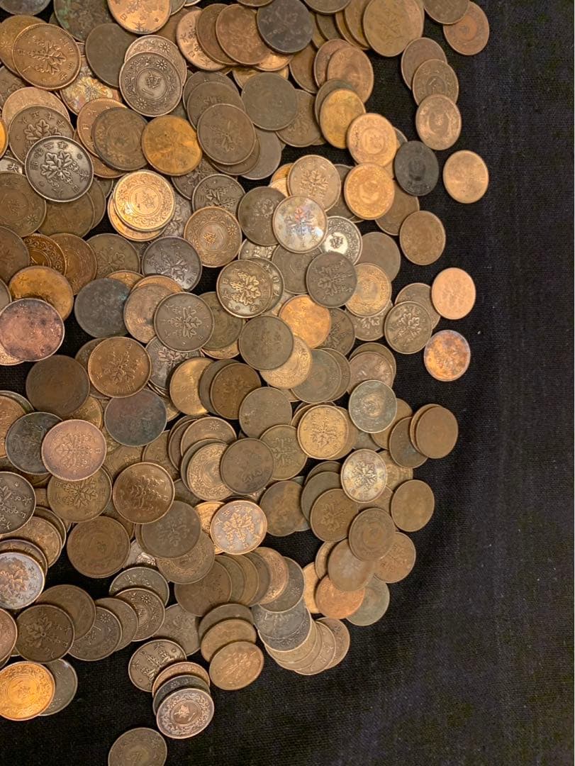 近代貨幣　2銭銅貨　竜1銭銅貨　稲1銭青銅貨　桐1銭青銅貨　カラス1銭青銅貨