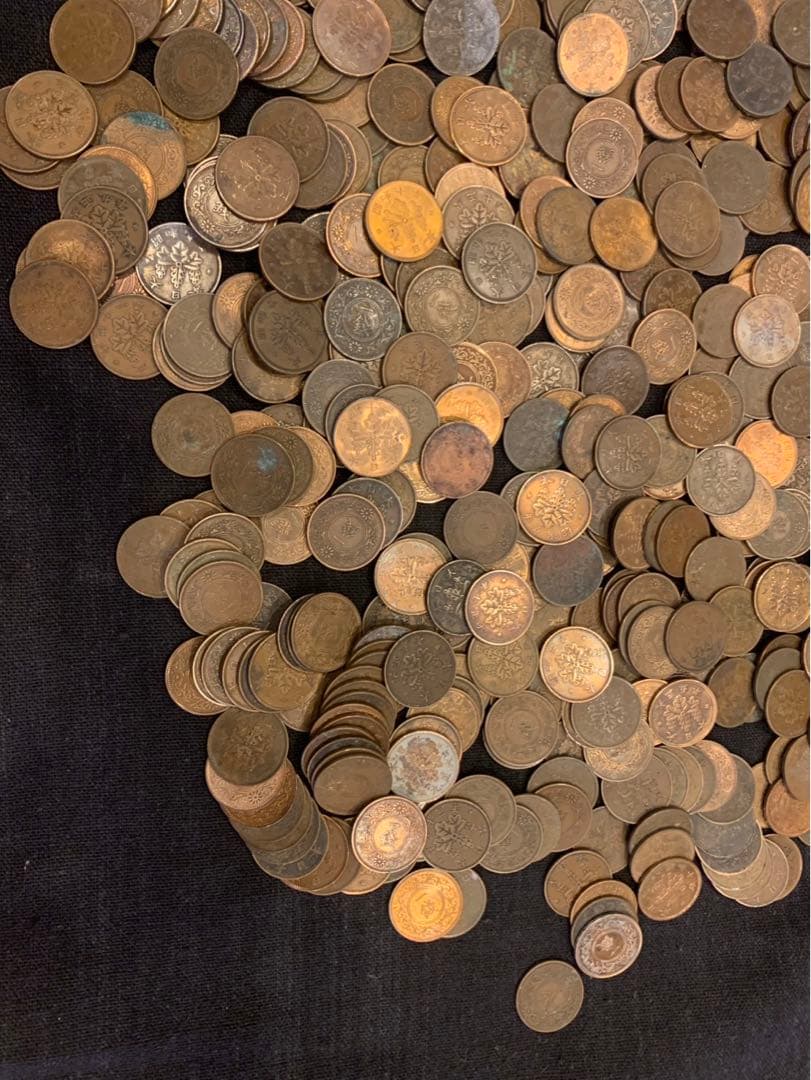 近代貨幣　2銭銅貨　竜1銭銅貨　稲1銭青銅貨　桐1銭青銅貨　カラス1銭青銅貨
