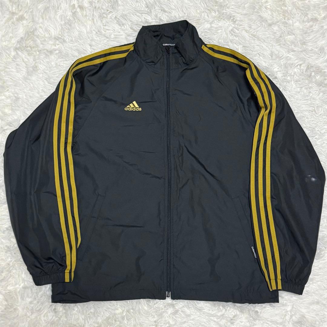 adidas ナイロンジャケット パンツ ブラック ゴールド セットアップ M