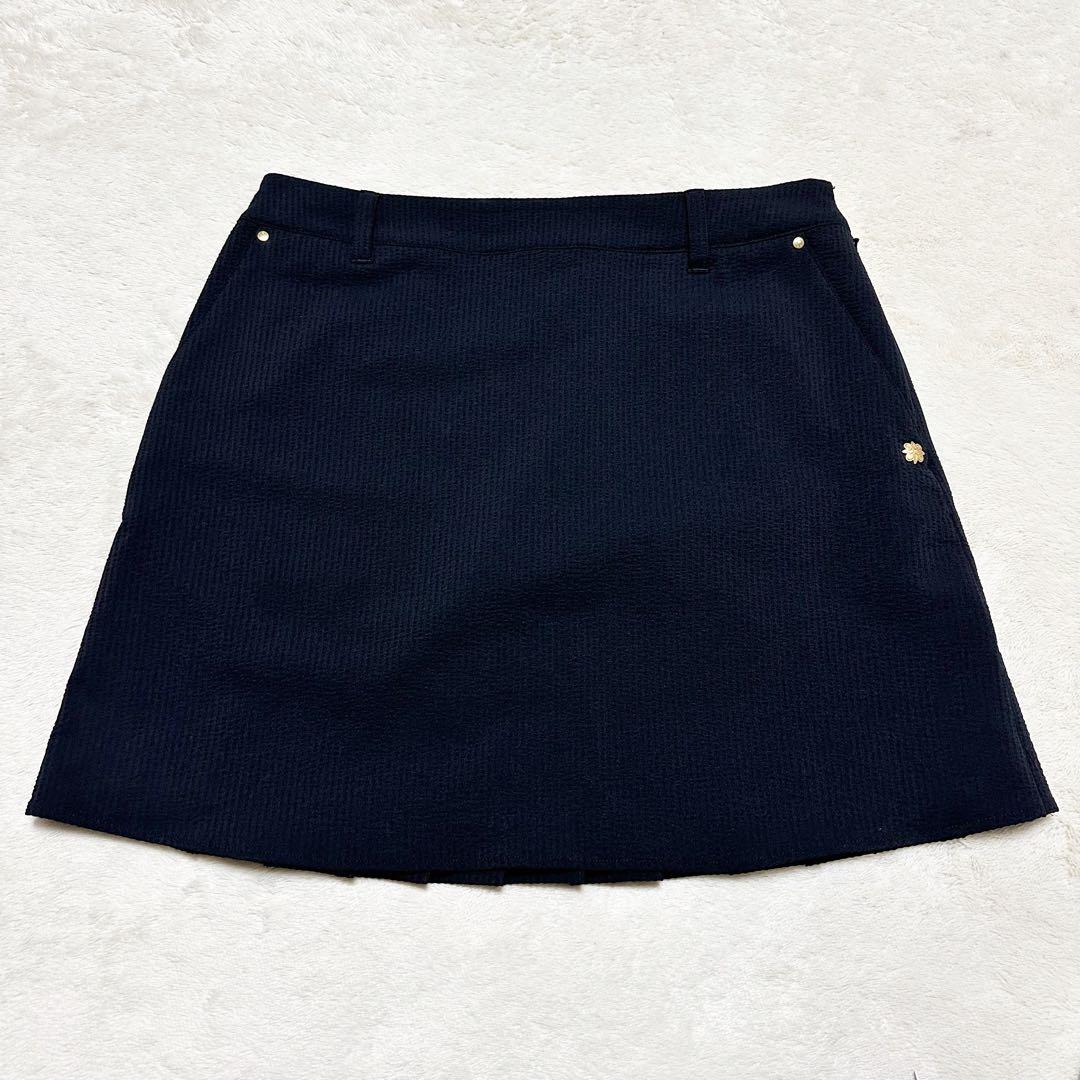 美品 St ANDREWS ゴルフウェア バックプリーツ スカート 黒 ロゴ