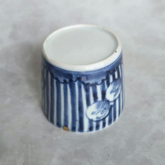 古伊万里　染付　猪口　向付　縞　雪輪　酒器　江戸時代　骨董　金継ぎ