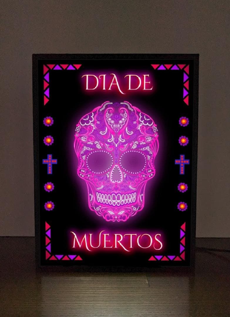 メキシカンスカル 死者の日 テキーラ ランプ 看板 置物 雑貨 ライトBOX