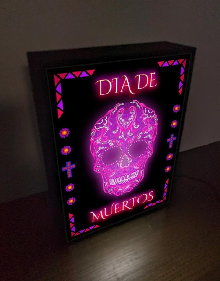 メキシカンスカル 死者の日 テキーラ ランプ 看板 置物 雑貨 ライトBOX