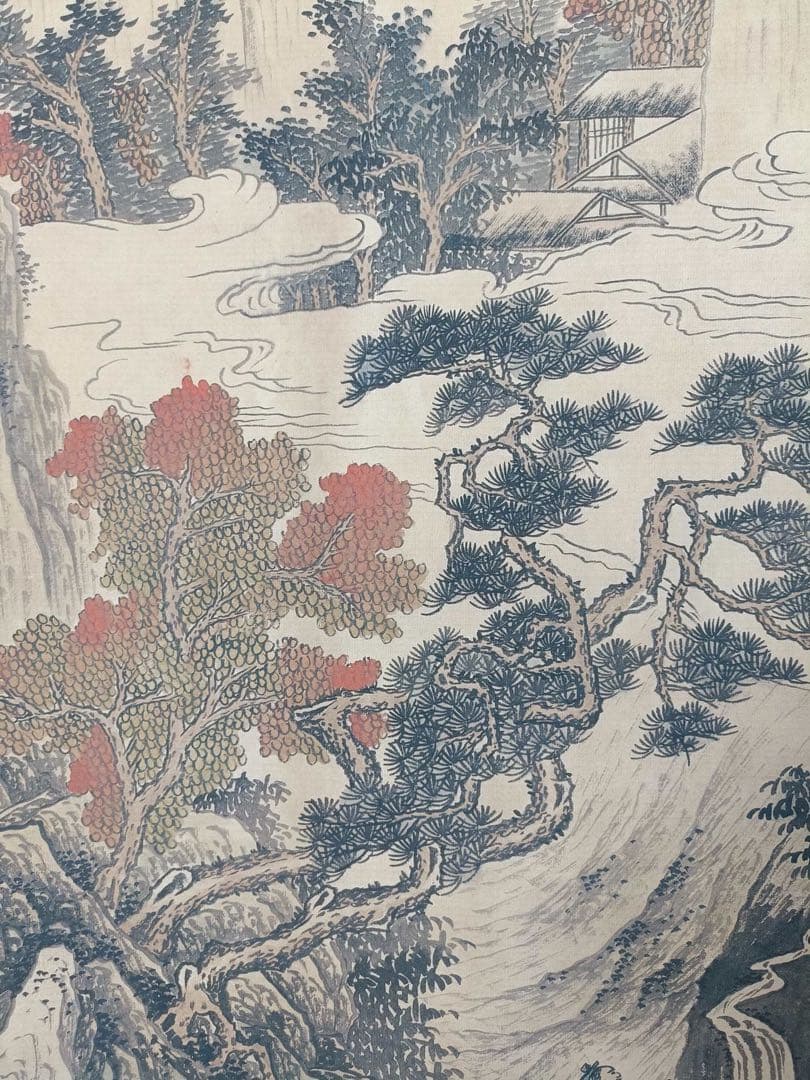 【唐寅】山水图 中国画 掛け軸 水墨画 和室 玄関 茶室 壁掛け 美術品