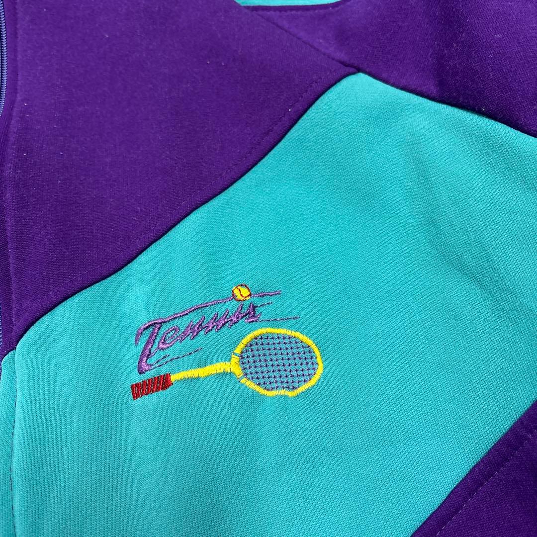 8LA1 テニス刺繍　90's バイカラージャージ　スポーツ　古着used