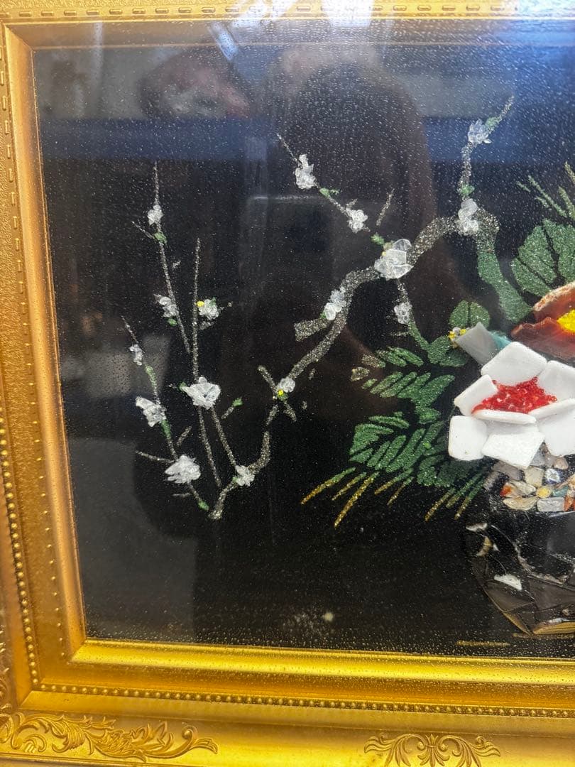 ⚫️ 貴石画（宝石画） 美術工芸品 昭和レトロ 鑑定済み 観山作