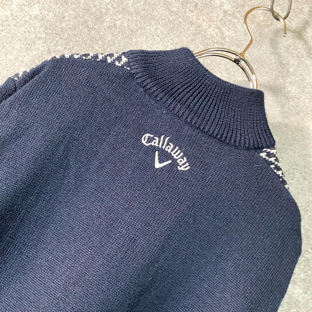 Callaway　ゴルフウェア　ニット　セーター　ジップアップ　長袖　ネイビー