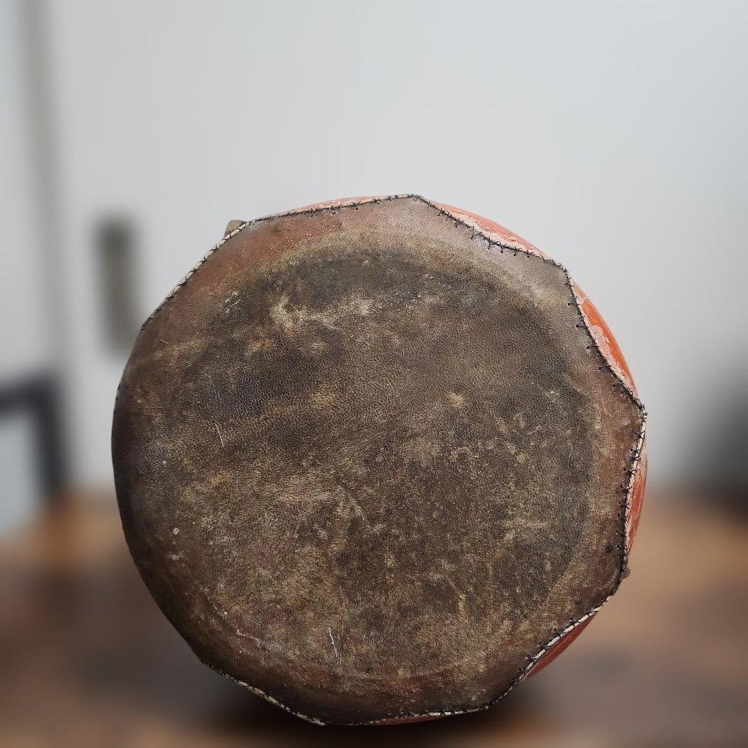 抽象模様の陶器　チュニジア　太鼓