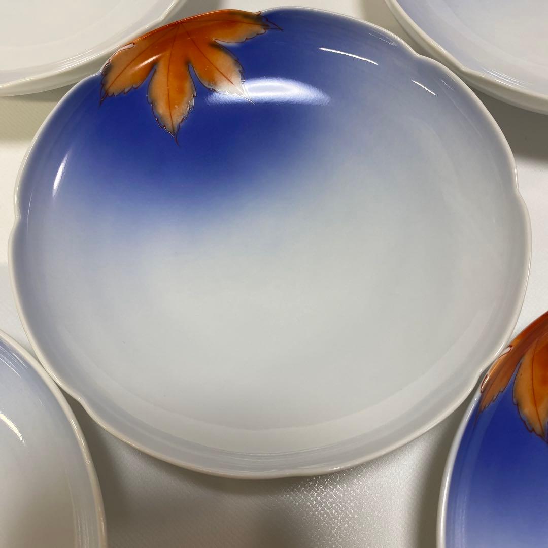 深川製磁　天青の紅葉　銘々皿　5枚セット　もみじ　紅葉　小皿　皿　銘々皿揃