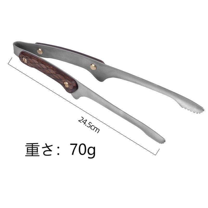 2個チタン製バーベキュートング トング天然木製 名栗 バーベキューキッチンJ02