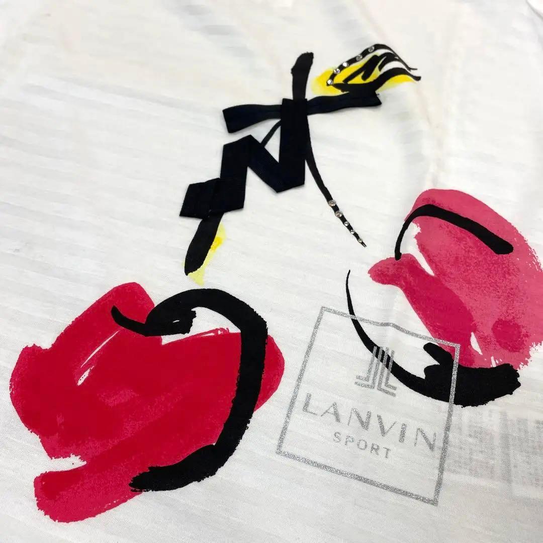 ☆新品☆LANVIN ランバン半袖シャツ さくらんぼ ハーフジップポロシャツ