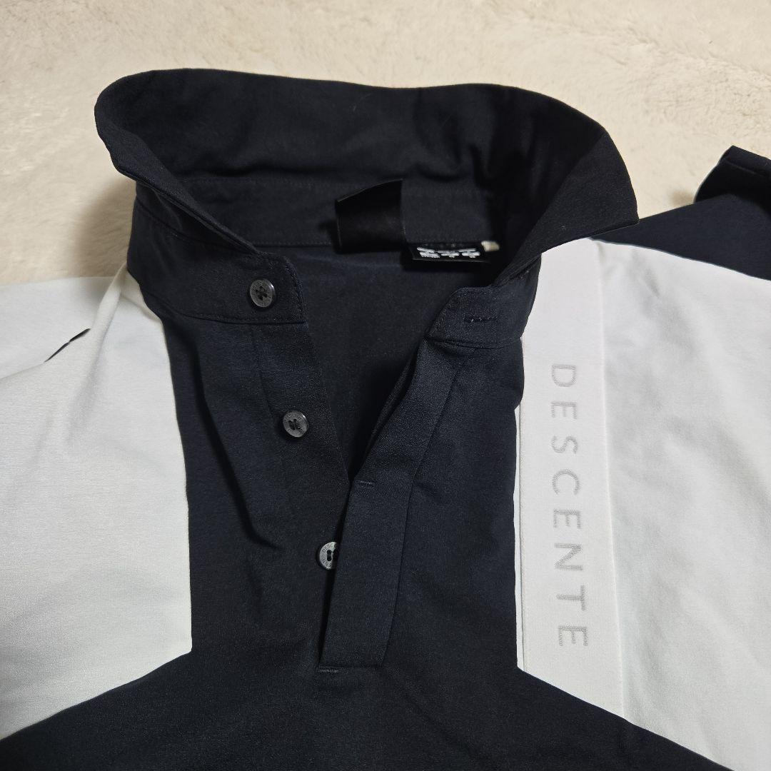 希少 DESCENTE デサント ゴルフ 半袖ポロシャツ ブラック/ホワイト M