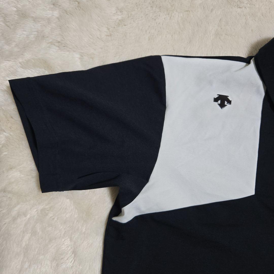 希少 DESCENTE デサント ゴルフ 半袖ポロシャツ ブラック/ホワイト M